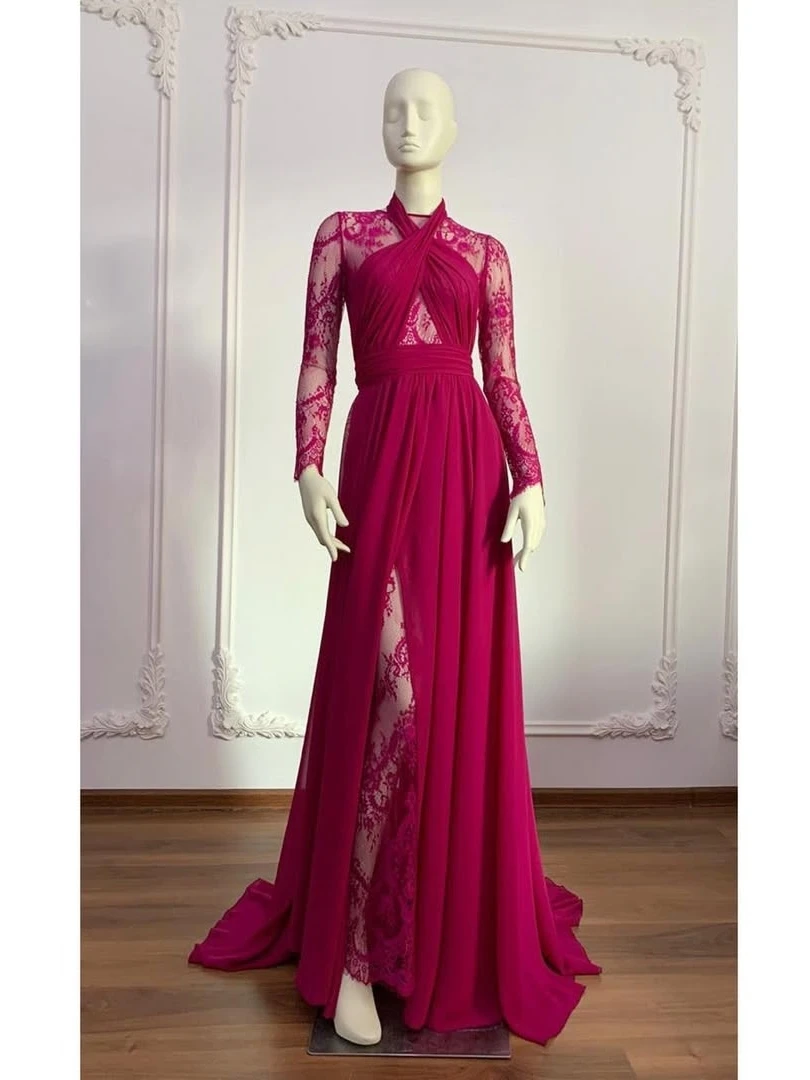 

Oisslec Dress Elegant Vintage Sweet Rose Red Lace Sexy Summer New Customize Formal Occasion Prom Dress Evening Party Gowns