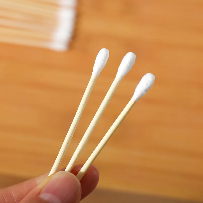 Disposable sanitary cotton swabs, soft bags, wooden sticks, double ended cotton swabs, cleaning cotton swabs, 100 pieces in tota