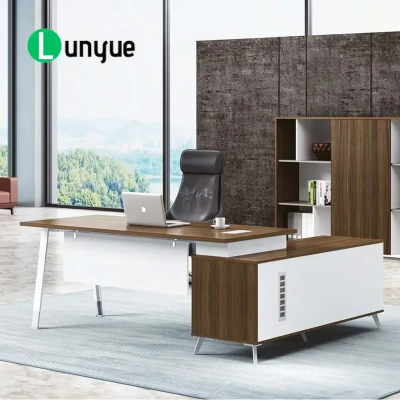 L Shaped Corner Computer Desk for Home Office Executive CEO Furniture Space Saving Workstation with Sturdy Frame Modern