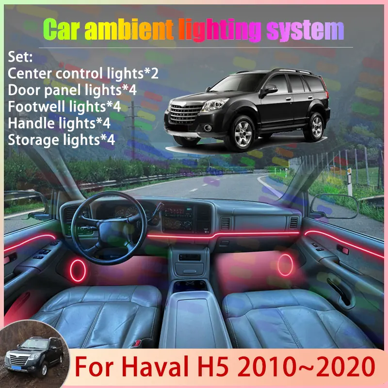 

For Haval H5 2010~2020 MK1 Great Wall Hover X200 2/18 in 1 Car Atmosphere Light Lamp RGB Shade Ensemble Streamer Atmosphere Set