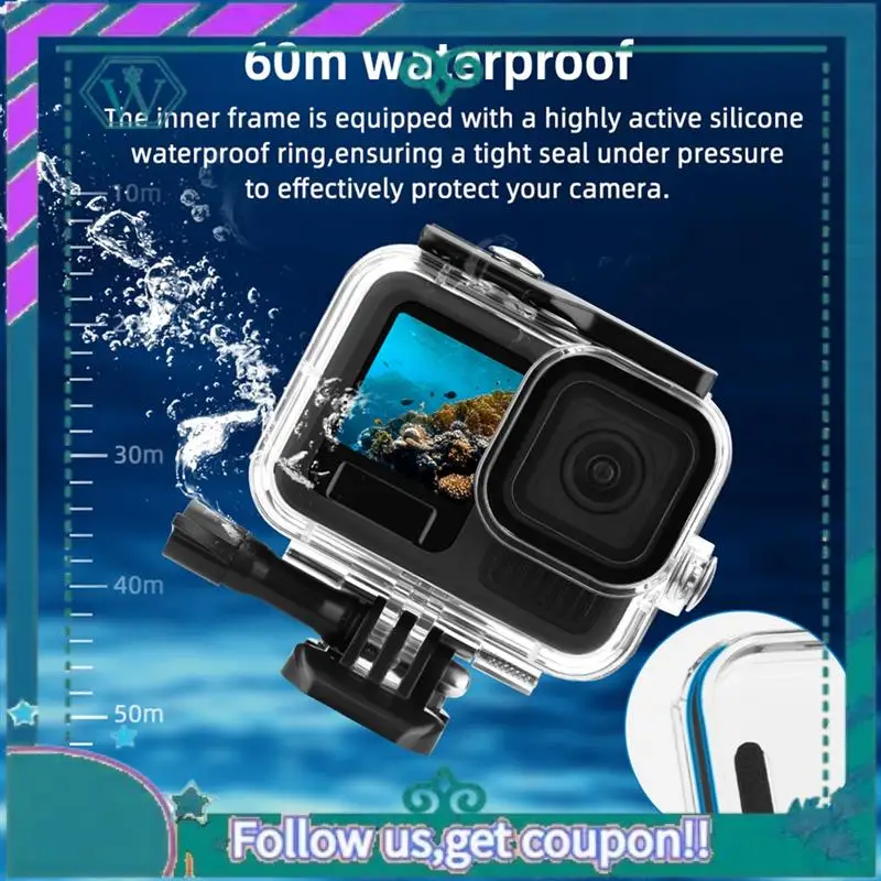 

Upgraded 60M Underwater Cover Diving Protective Housing For Gopro Hero 13 12 Black Waterproof Case Camera Accessories