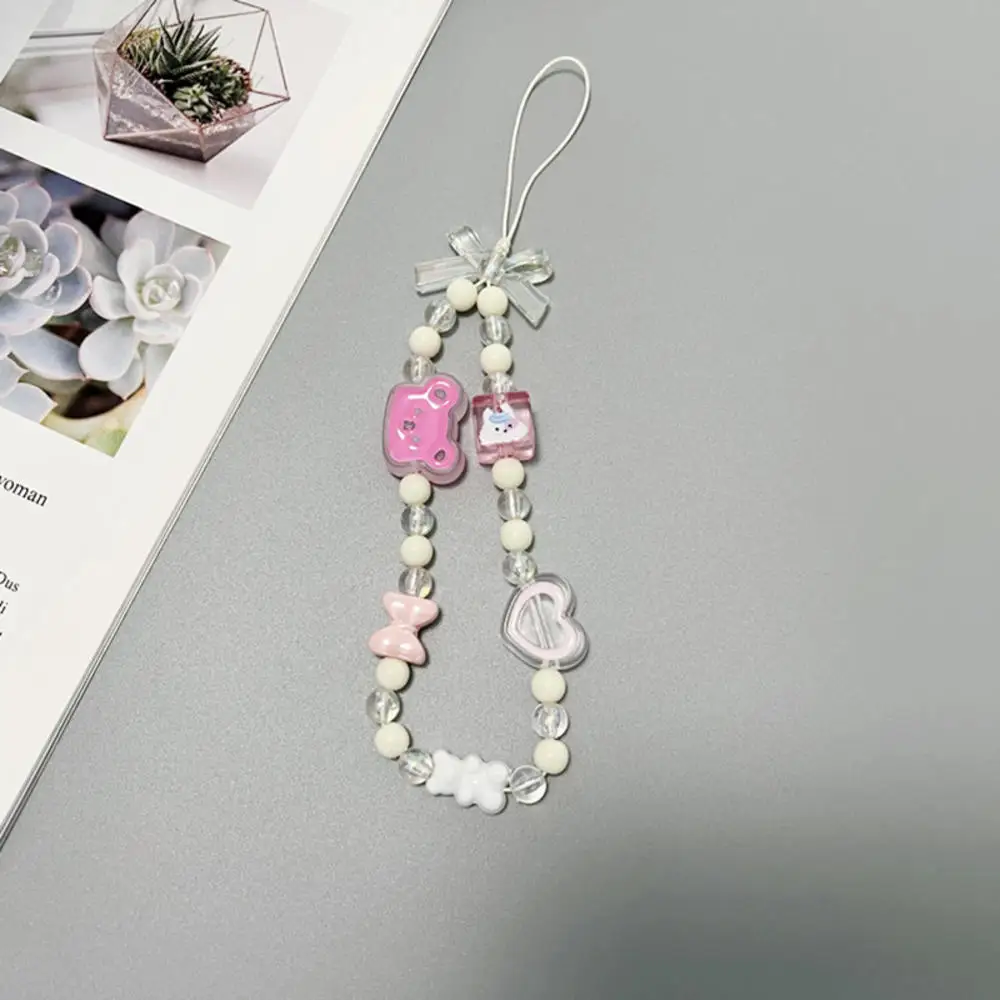 Fashion Bear Hearts Phone Strap Handmade Hanging Cord Telephone Jewelry Women Girls Summer Jewelry Lanyard Mobile Phone Decor
