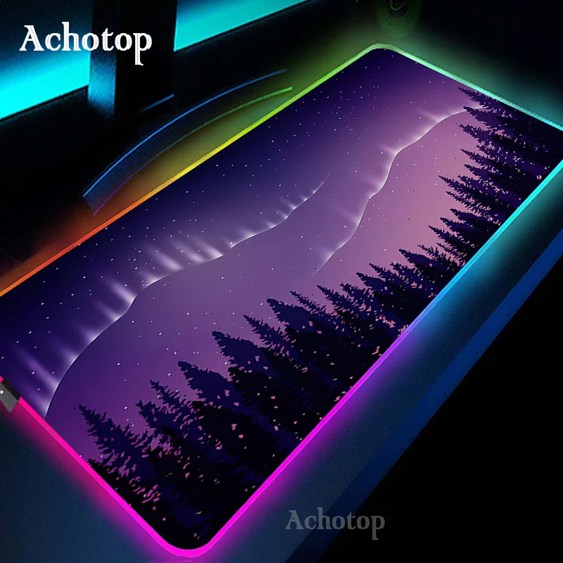 

Forest Trees Office Carpet Xxl RGB Mouse Pad Gamer Purple Mousepad Computer Desk Mat PC Laptop Keyboard Gaming Mat LED Mause Ped