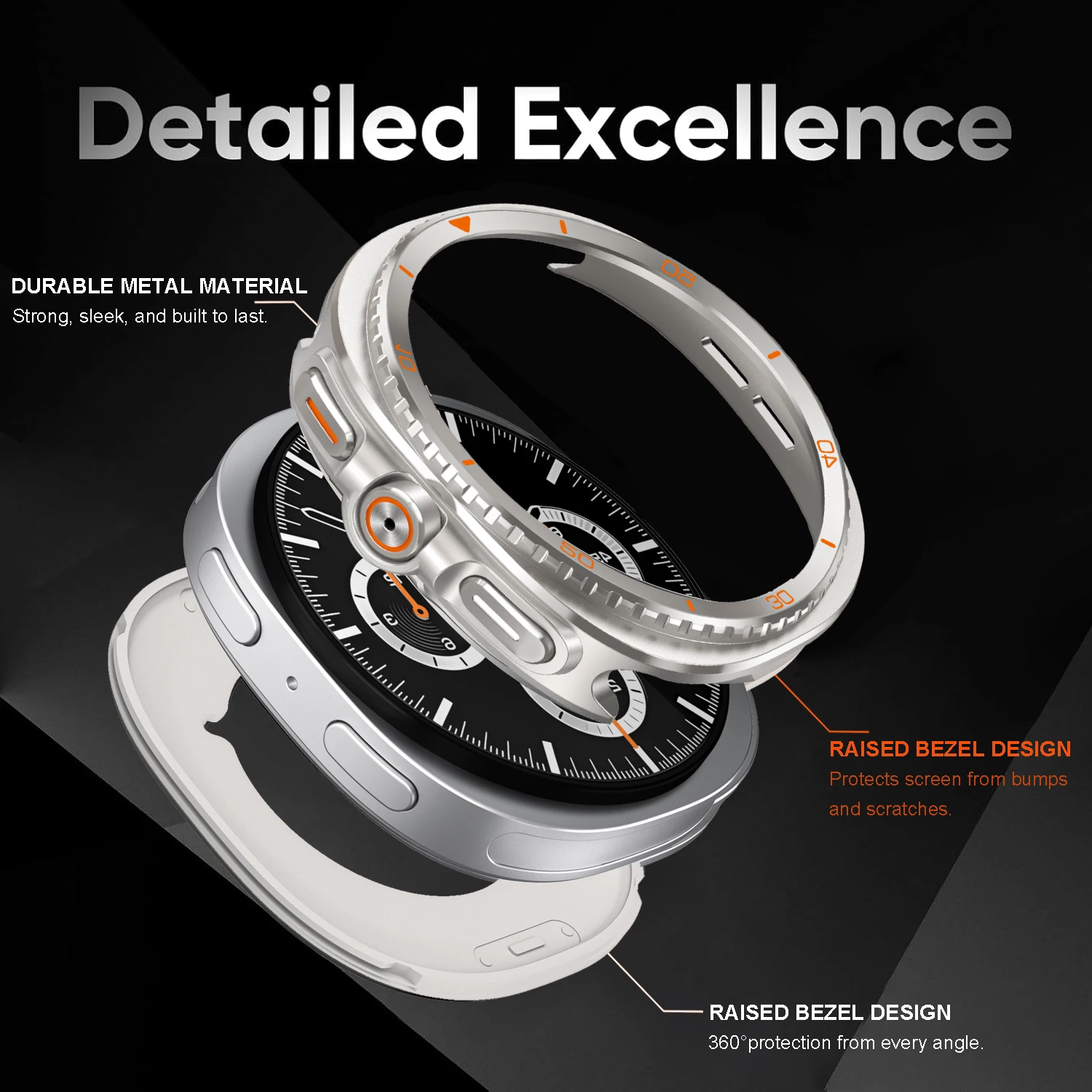 حافظة واقية لساعة سامسونج جالاكسي 8 40 مللي متر بدون شاشة غطاء معدني صلب لساعة جالاكسي 8 44 مللي متر ملحقات ممتص الصدمات #2