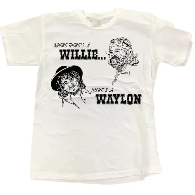 Where There'S A Willie Waylon Art T Shirt Reprint Digital Round Neck