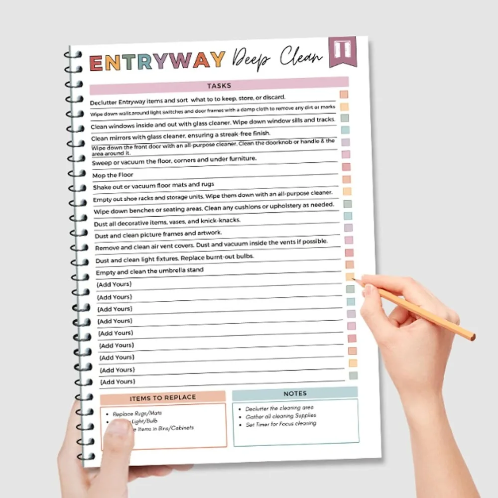 جدول خطة التنظيف ADHD، خطة تنظيف منزلية قابلة للتحرير، قائمة مرجعية للتنظيف اليومي والأسبوعي والشهري، قابلة للتعديل حسب الطلب