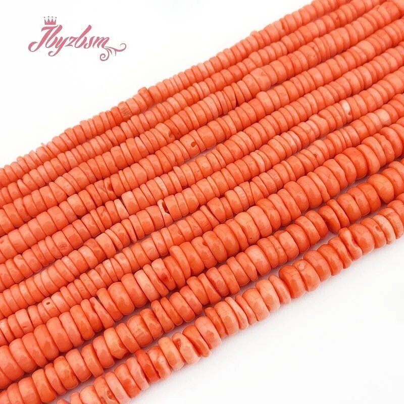 

3x6/4x7/5x10mm Natural Pink Coral Stone Beads Rondelle Shape Loose Spacer Strand 15" For Jewelry Making DIY Necklace Bracelets