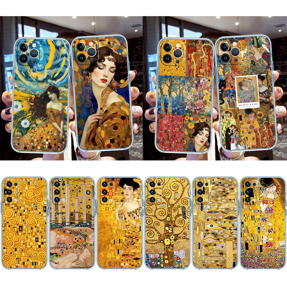 Gustav Klimt Transparent Phone Case for Samsung Galaxy A04 A04S A14 A23 A34 A54 M23 M33 M52 M53