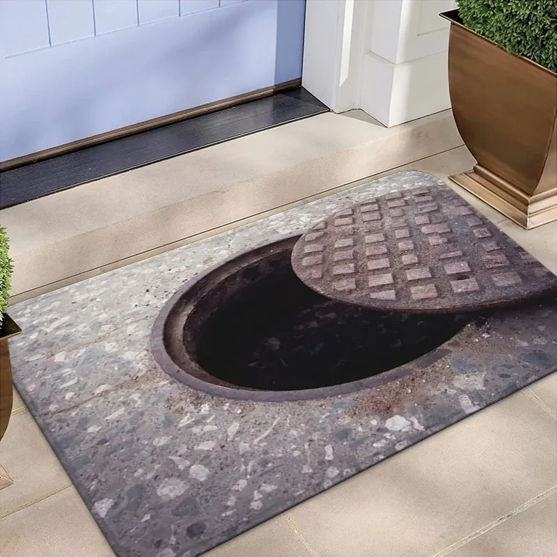 3DIllusionManholeCoverSewerLadderDoorMatRealisticNon-slipCarpetRugforIndoorOutdoorEntrywayHomeDecorationHome-AliExpress15