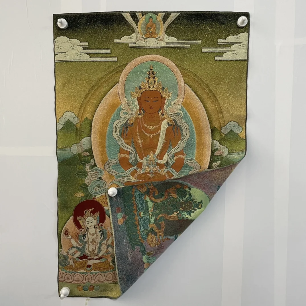 Tibetan Temple Collection Thangka silk Embroidery Longevity Buddha Amitayus  Thangka hanging screen Worship Hall Town house