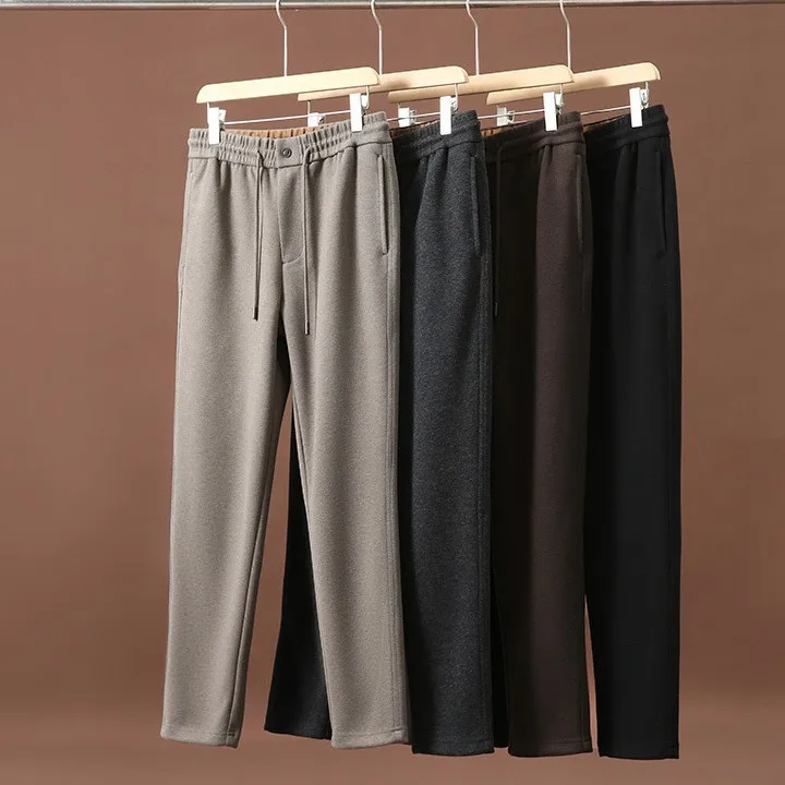 

Acetate Wool Blend Men's Casual Pants Straight Leg Faionable Busin Casual Trousers for Autumn Winter