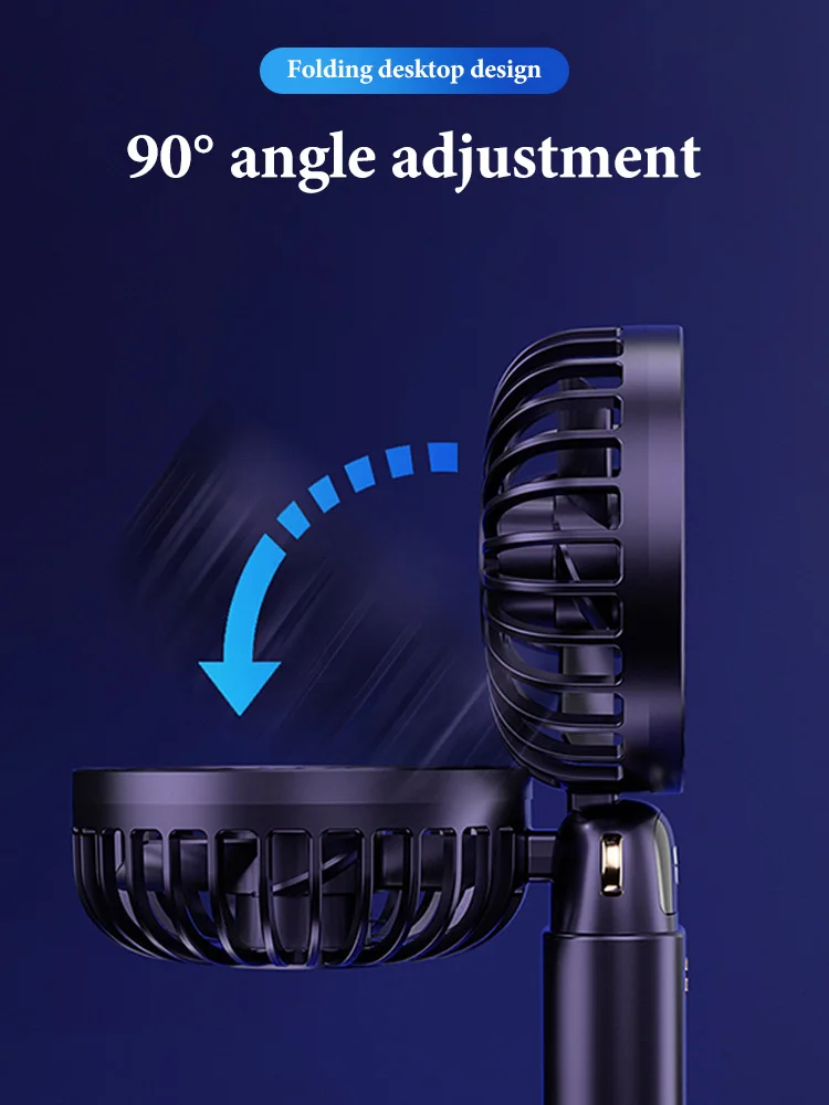 Mini ventilatore portatile a 5 velocità ventilatori pieghevoli da appendere al collo ventilatore portatile ricaricabile con supporto per telefono per studenti all'aperto