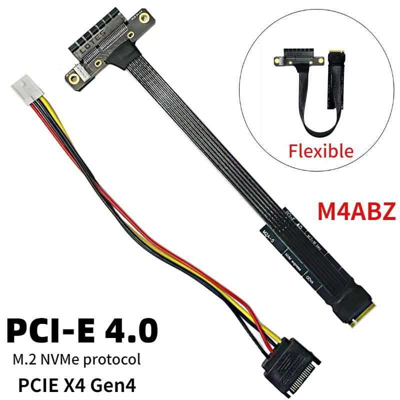 

Silver-Plated M.2 M Key to PCI-E 4.0 4X Riser Cable High Speed PCI Express Gen4 PCIe X4 Flexible for M.2 NVMe Riser Card Adapter