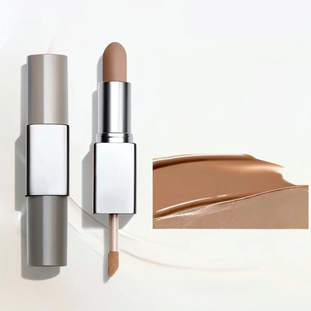 Face Bronzer And Highlighter Duo Stick Creamy Texture Contouring Makeup Pen For Perfect Natural Facial Defining Look