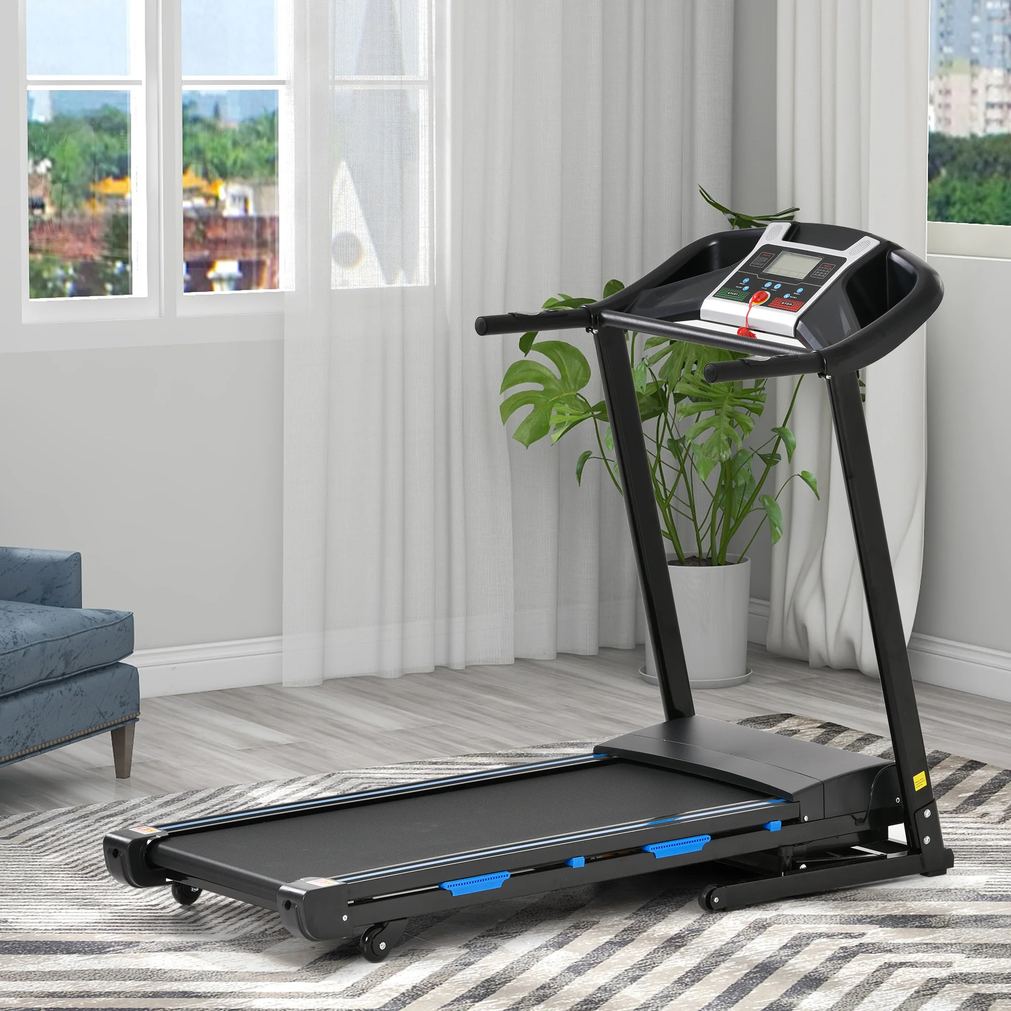 Folding Treadmill with MP3 – 3.5 HP Motor, Shock-Absorbing System, Supports 330lbs, Up to 10 MPH, Space-Saving Design