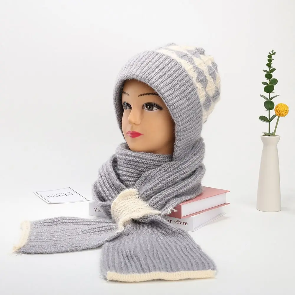 

Повседневная вязаная шапка шарф ветрозащитная мягкая зимняя теплая утолщенная шапка для защиты ушей
