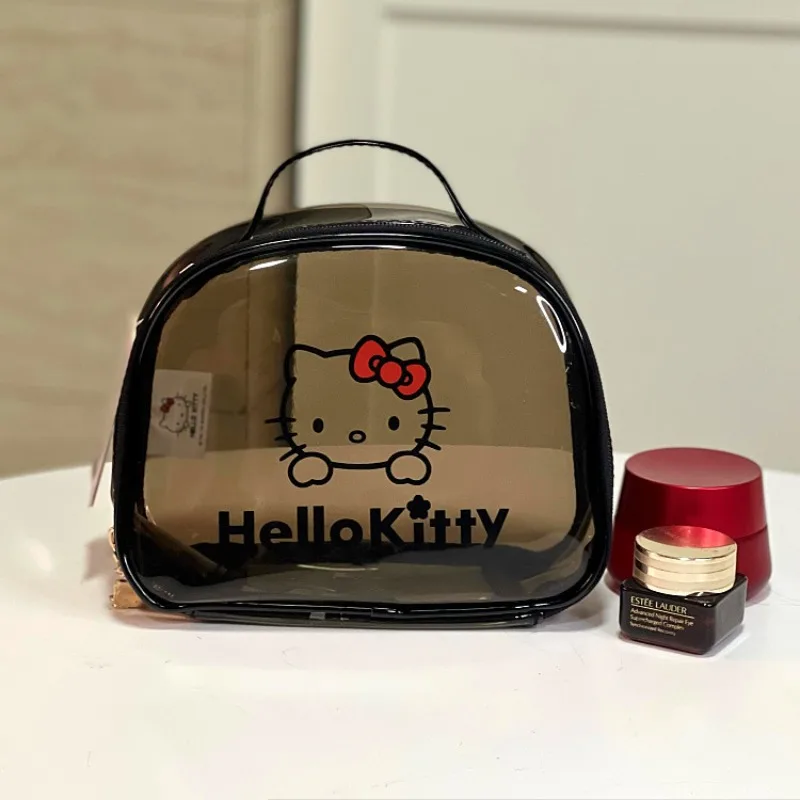 

Прозрачные милые ручные полукруговые водонепроницаемые косметички HelloKitty, туалетные принадлежности, коробка для косметики, сумка, рюкзак