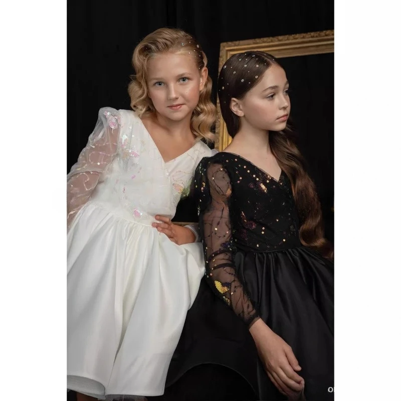 New Year Girls Party Elegant Princess Gown Birthday Flower Girl Pageant Host Formal Outfit Children Celebration Evening Dress