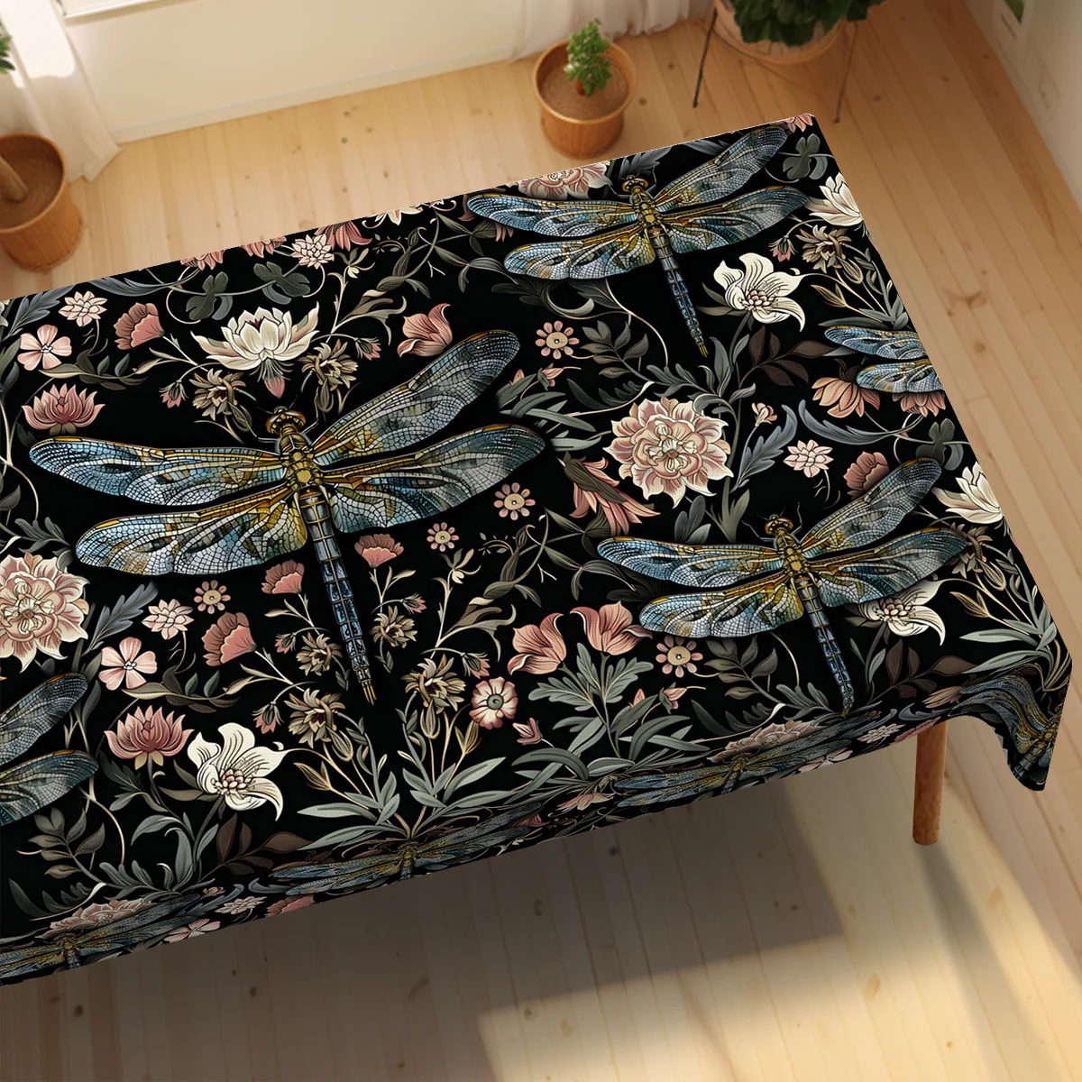 1 piece, dragonfly floral decorative tablecloth, with a retro country style design, very suitable for the countryside.zyc