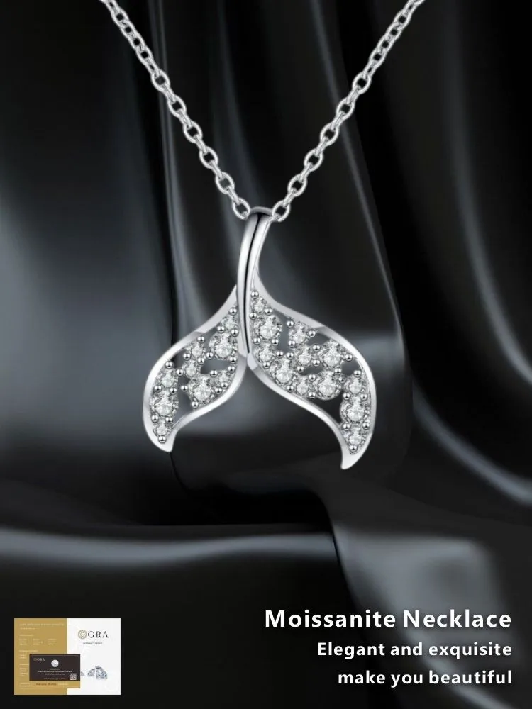 

Moissanite Sterling 925 Silver GRA Certified Mermaid Necklace Female Personality Pendant Necklace Jewelry