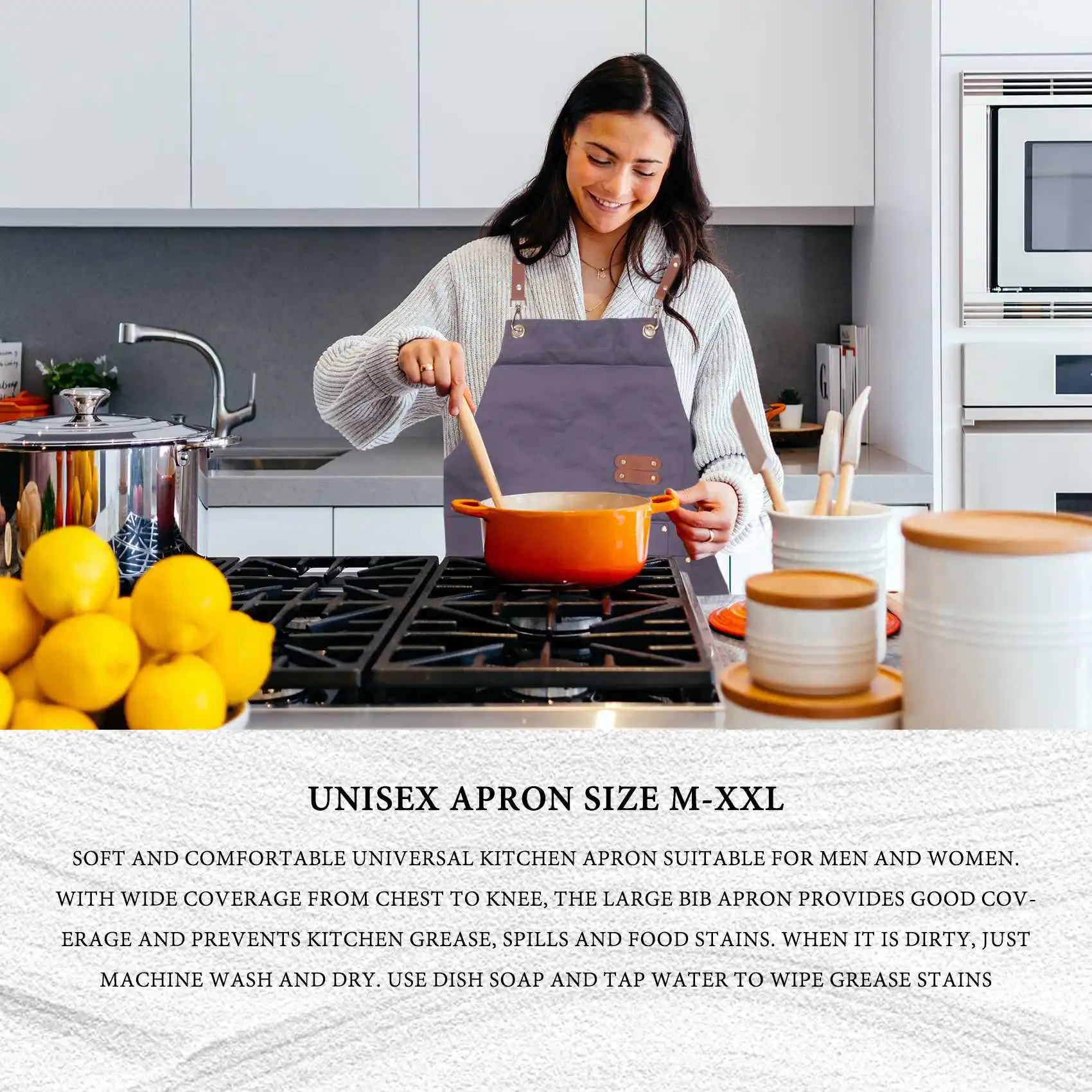 

AZSP Фартук шеф-повара-Фартук с перекрещенной спиной для мужчин и женщин, кухонные фартуки с регулируемыми ремнями и большими карманами для барбекю и гриля (серый)