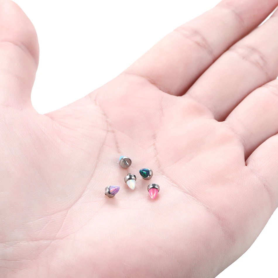 Titanium Claw Set Opal Bullet Dermal Top Piercings