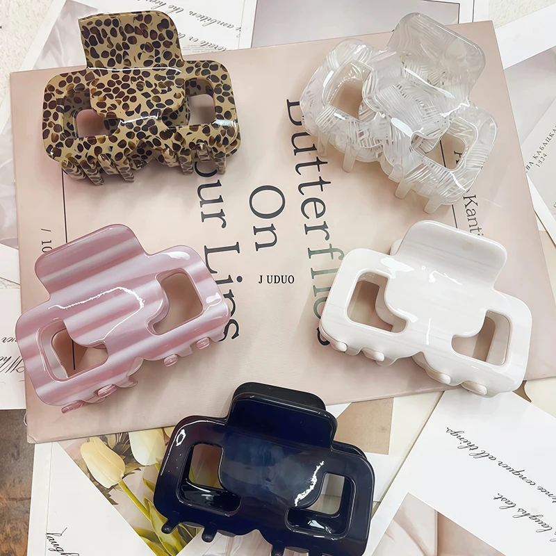 

5 Colors Acetate Square Hair Claw Clip Women Elegant Half-Up Back Hair Clips Cute French Barrettes Fashionable Hair Accessories