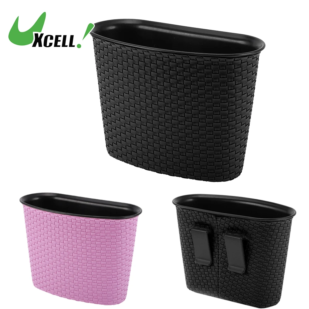 

UXCELL Car Trash Can Car Door 21x10x15cm Auto Trash Bin Faux Leather Plastic Weaving Pattern Hanging Without Lid Organizer Bin