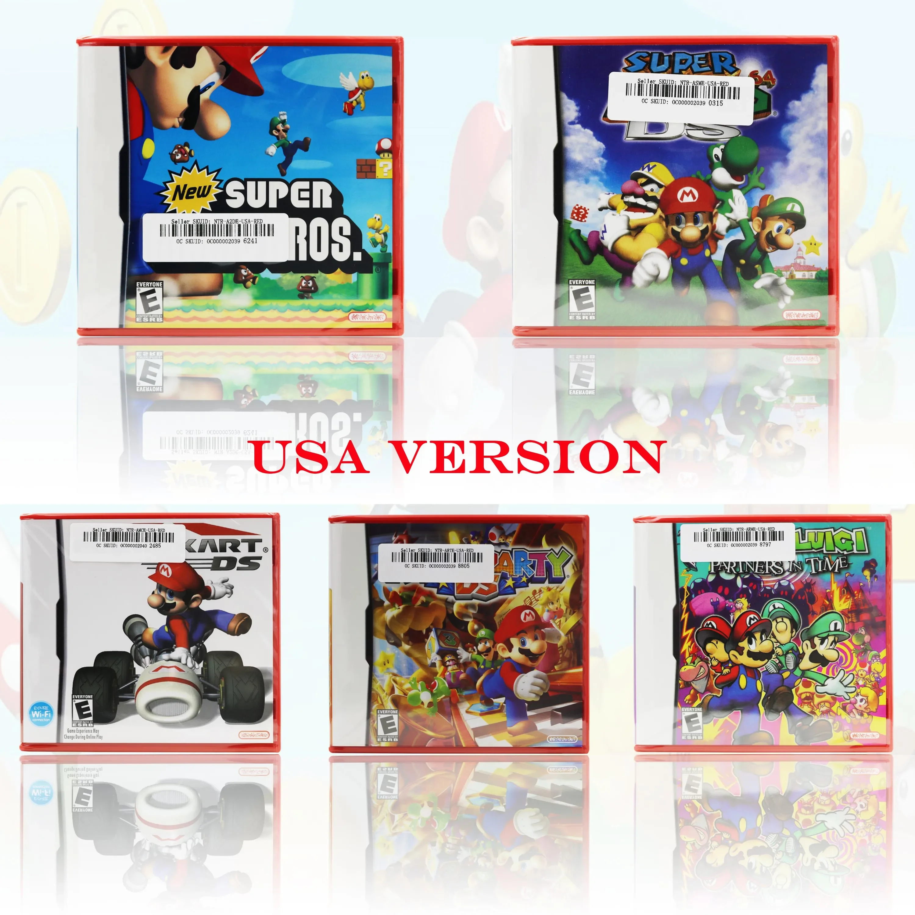 

USA Version Super 64/Bros/Kart/Party/Partners in Time DS Game Card Red Case Sealed Package with Manual For DS Series Console