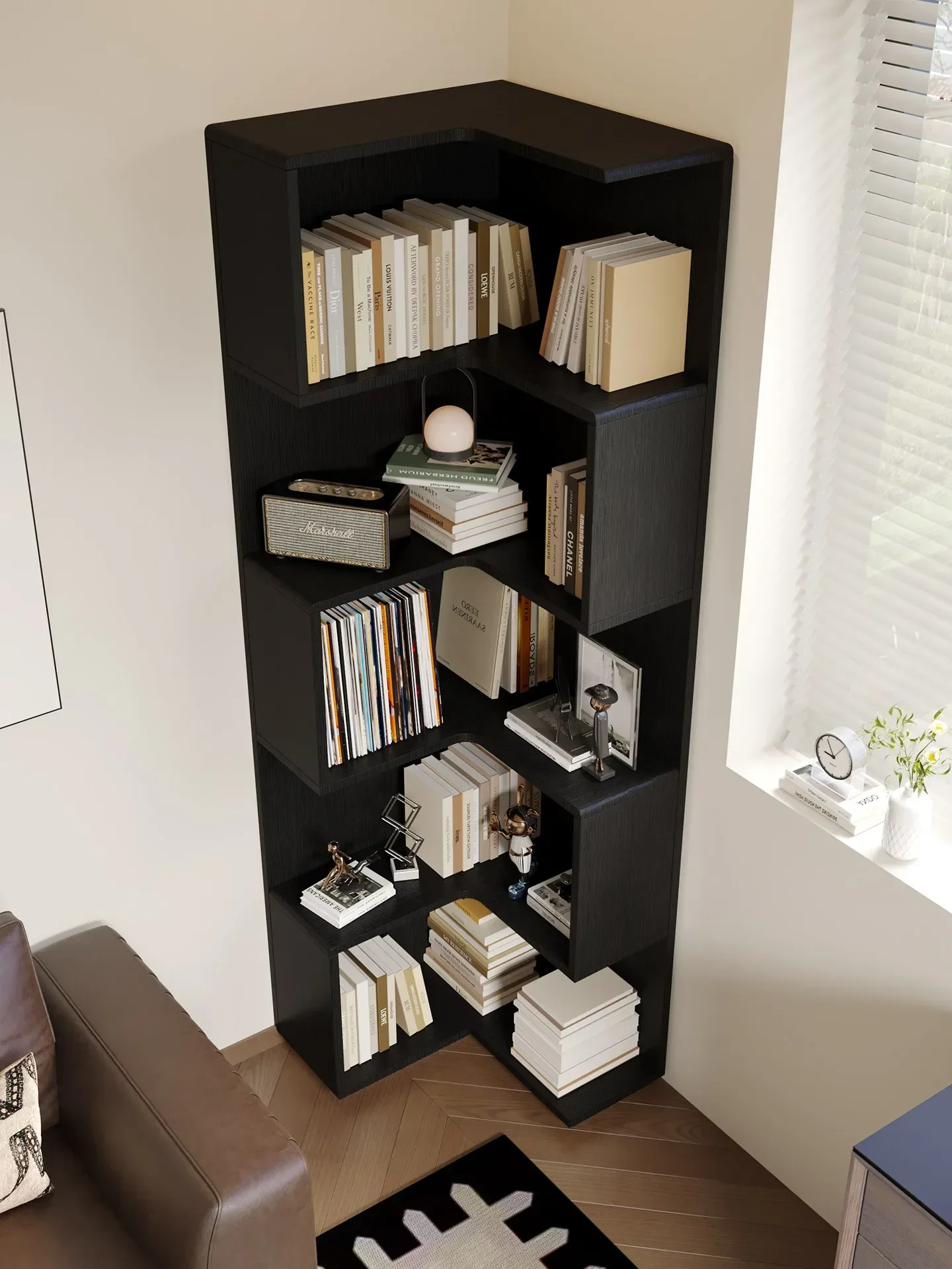 Modern Simple Corner Floor Storage Corner Storage Cabinet Integrated BookcaseD21