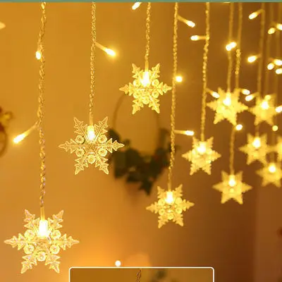 New Year Garland Snowflake Lights String Christmas LED Curtain Lights Outdoor Indoor Home Lighting Strings 110V/220V EU/US Plug