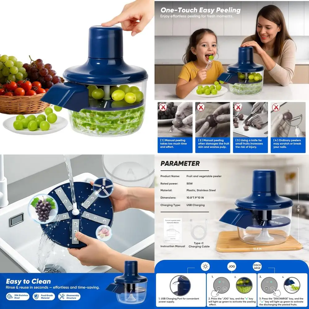 

Электрическая овощечистка для винограда и чеснока модели 2025 года — беспроводное средство для удаления кожи для мелких фруктов и овощей