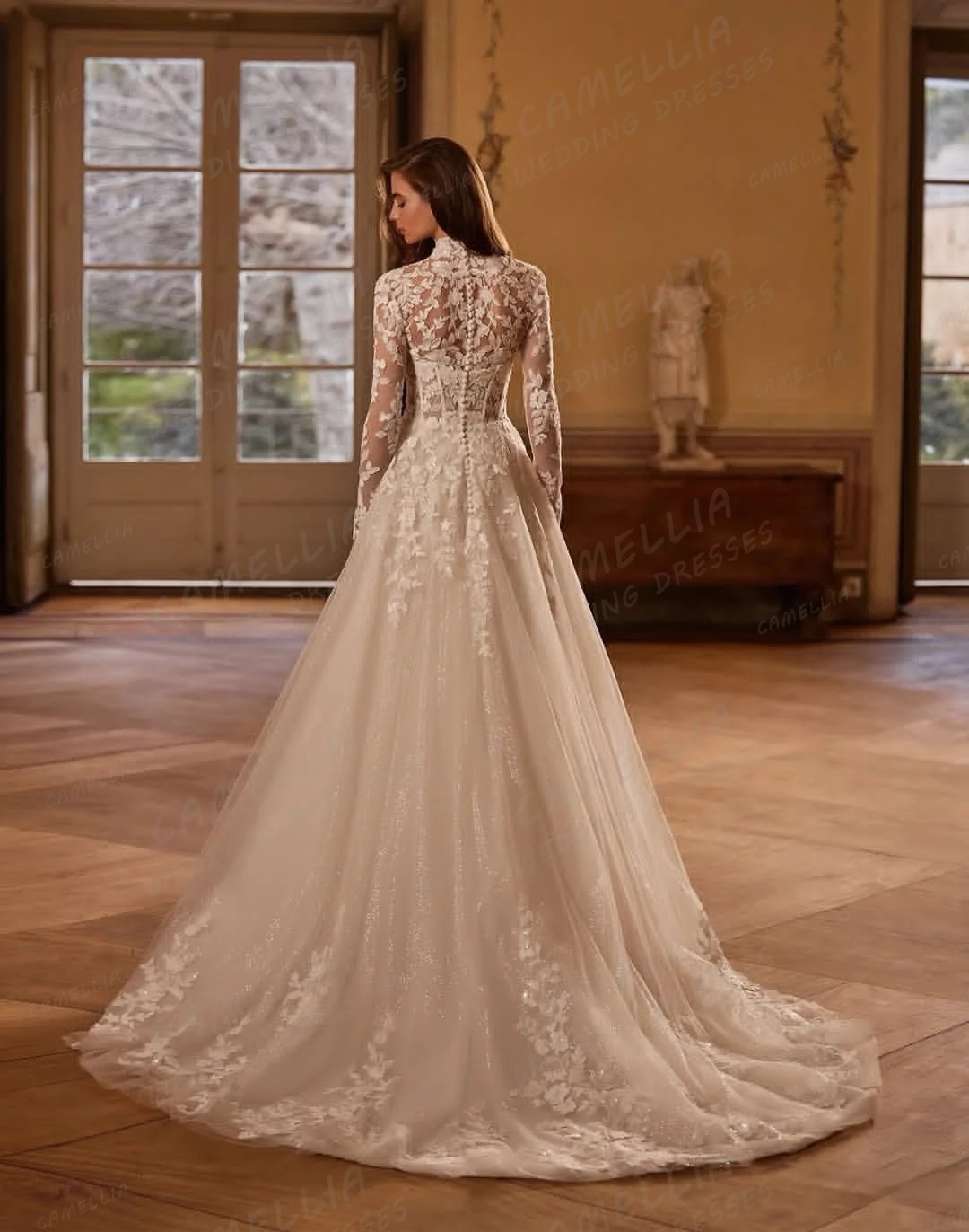 Exquisite Lace A Line Wedding Dresses Women's Formal Long Sleeve Bridal Gowns Sweetheart Vestidos De Novia Tulle Customized 2026