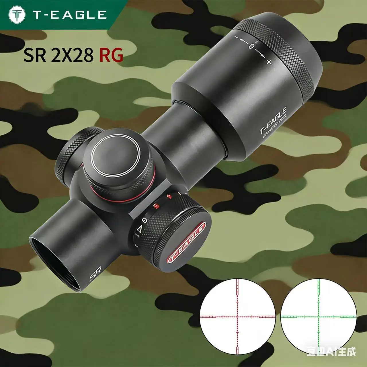 

T-EAGLE SR 2X28 RG HK, a post-differentiation fixed magnification short-range sight with red and green dot, low magnification wi