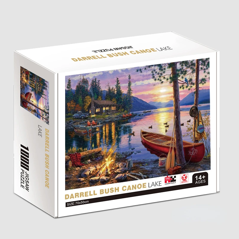 

70*50cm Adult Puzzle 1000 Pieces Paper Jigsaw Puzzles Darrell Bush Canoe Lake Famous Painting Series Educational Craft Toys
