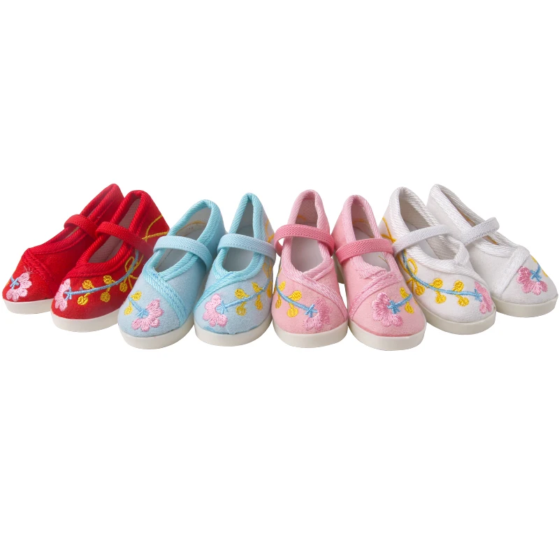 75 CM BJD Doll Retro Canvas Shoes Fit 1/3 1/4 MDD MSD Dolls Chinese Style Embroidery Pattern Size 7.5 CM Shoes Kids Toys