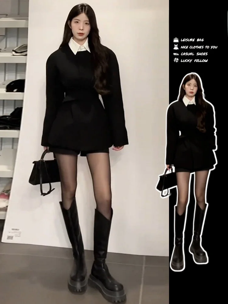 ชุดสูท Bla Suit Dr รุ่นใหม่สำหรับผู้หญิง ประจำฤดูใบไม้ร่วง-ฤดูหนาว ปี 2025 ดีไซน์หรูหรา สไตล์ Hepburn กระโปรงทรงเอ แขนยาว