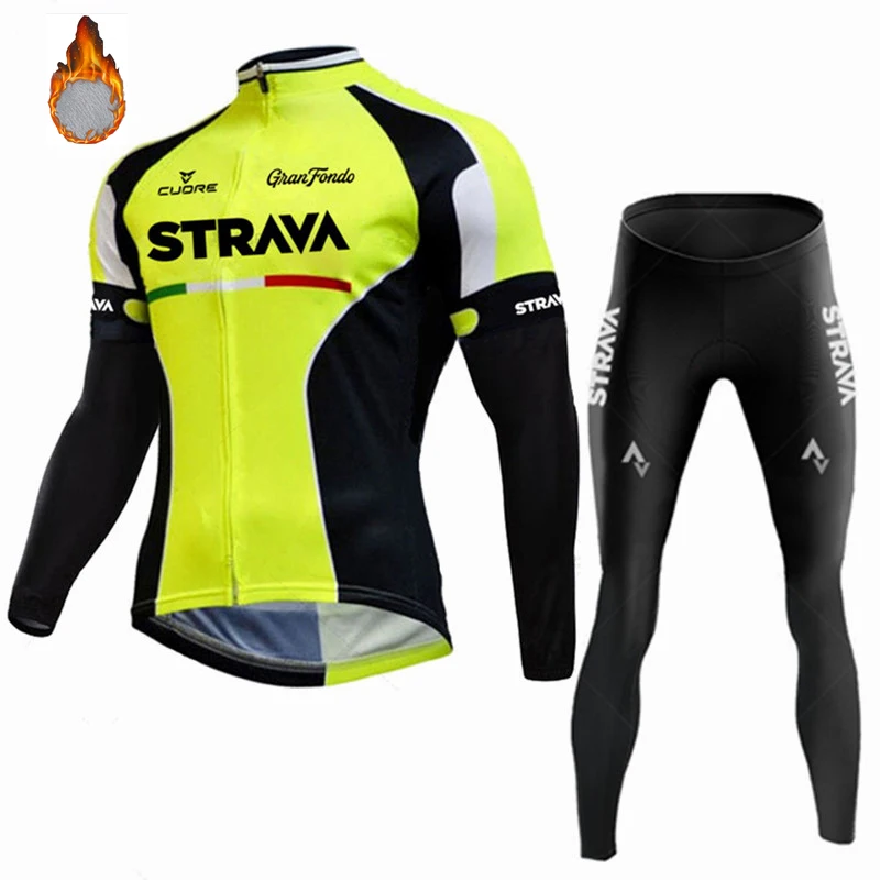 2024 STRAVA Cycling Clothes for Men Winter Cycling Man Set Bicycle Clothing Racing Bike Jerseys Cycle Jersey Road Bikes Bycicle