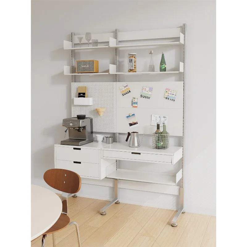Bookcase aluminum profile non-punching shelf, open baffle storage rack, simple floor bookshelf