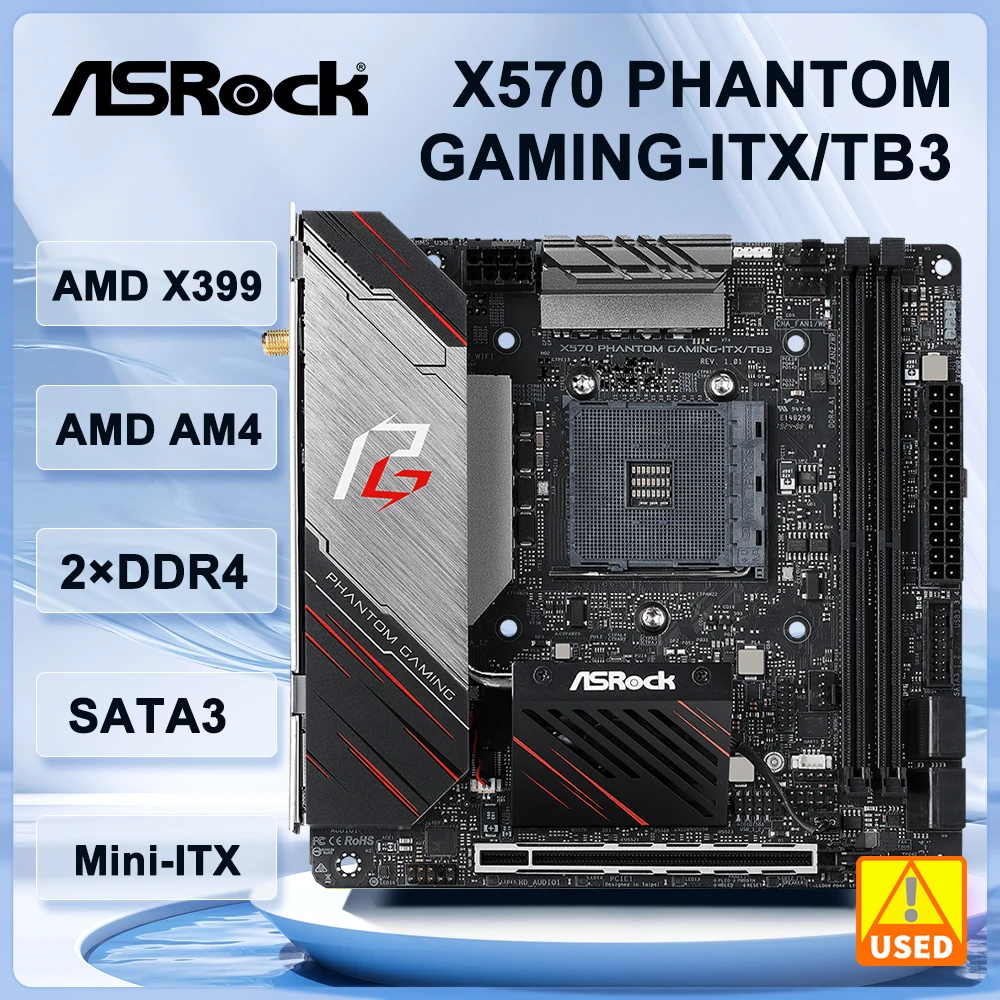 ASROCK X570 팬텀 게이밍 ITX/TB3 AM4 마더보드 – DDR4 64G 지원, 라이젠 5 5600/4700G/2600/3200G CPU 호환, PCI-E 4.0 지원 미니 ITX