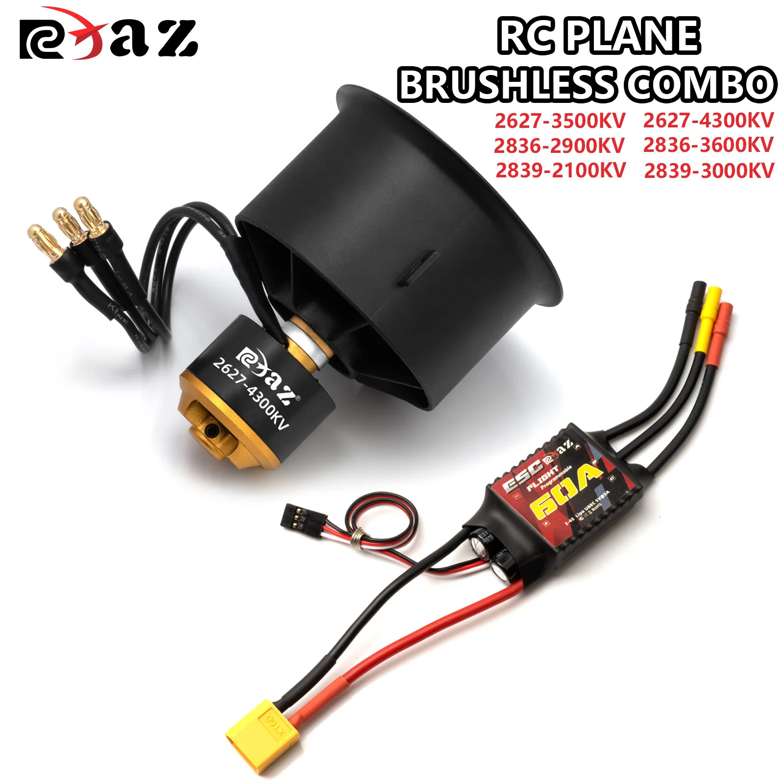 RCXAZ 50/64/70mm 12-Blade EDF Fan Brushless Motor Combo 2627 2836 2839 KV For RC Jet Plane Fixed Wing Aircraft Hovercraft