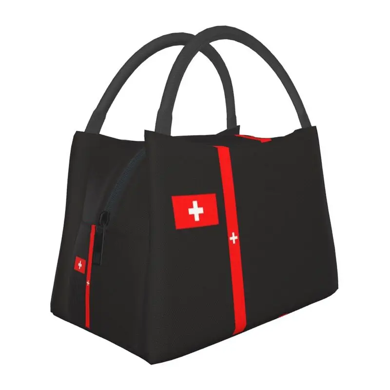 Custom Switzerland Flag Lunch Bags Women Warm Cooler Insulated Lunch Box for Office Travel