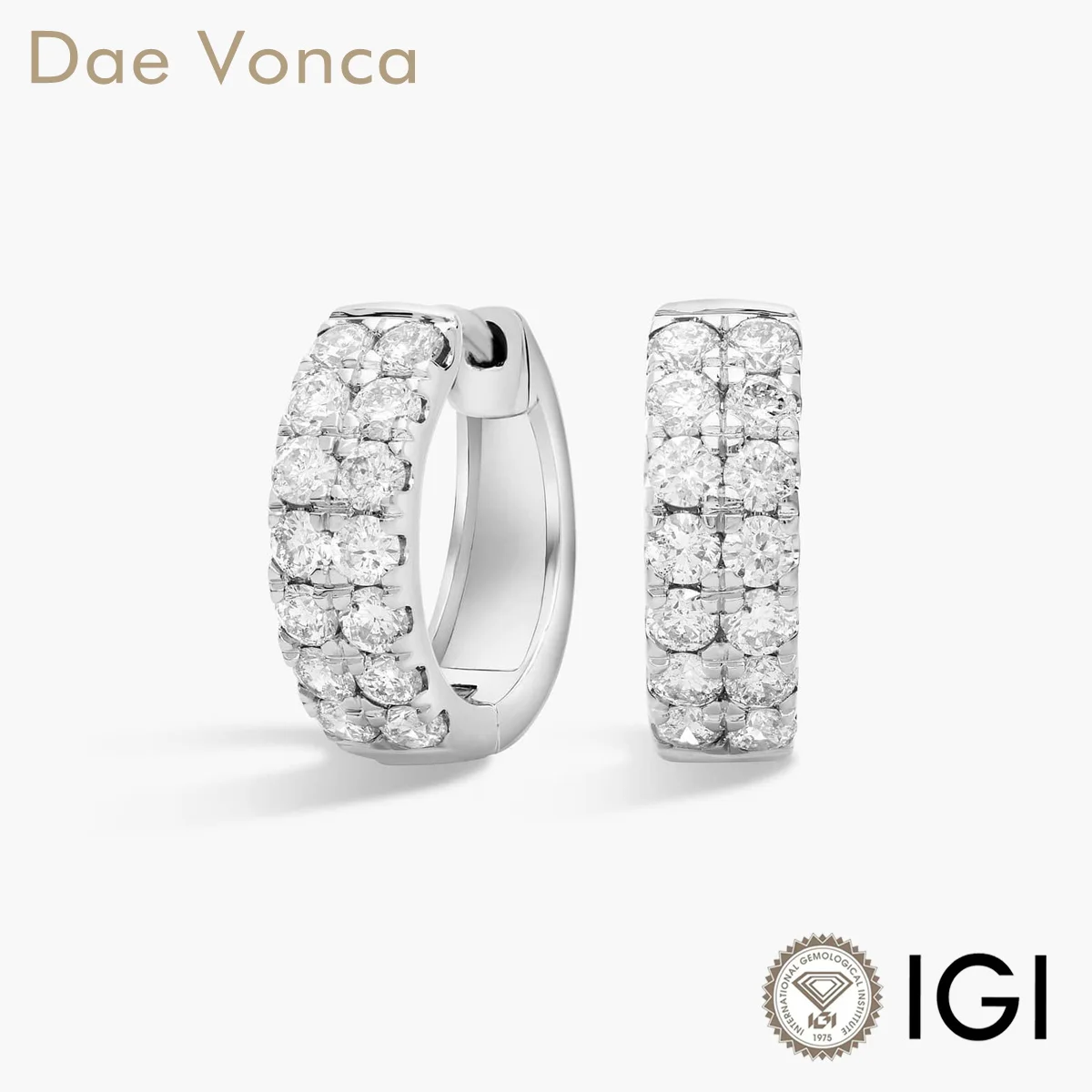

Double Row Lab Grown Diamond Huggie Hoop Earrings in PT950/14K/18K White Gold Birthday Gift for Women