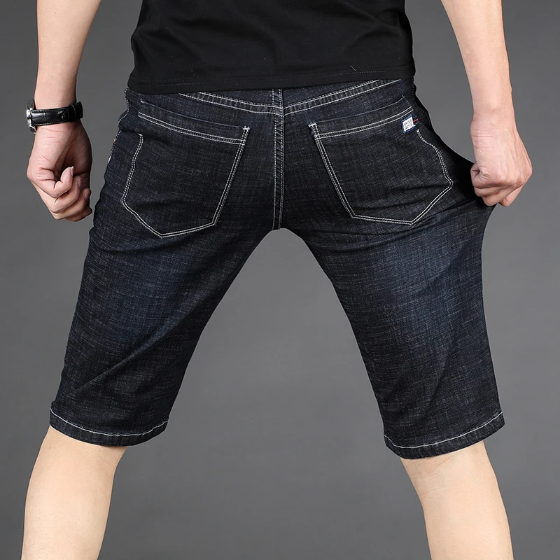 

Летние мужские джинсовые шорты больших размеров, износостойкие, свободного кроя, длиной от пяти до семи дюймов, с высокой талией, на молнии, для делового повседневного стиля.