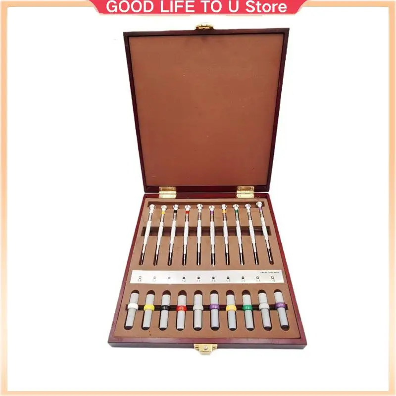 

10PCS Watch Repair Screwdrivers With Weight Sleeves In Wooden Box-ABGL