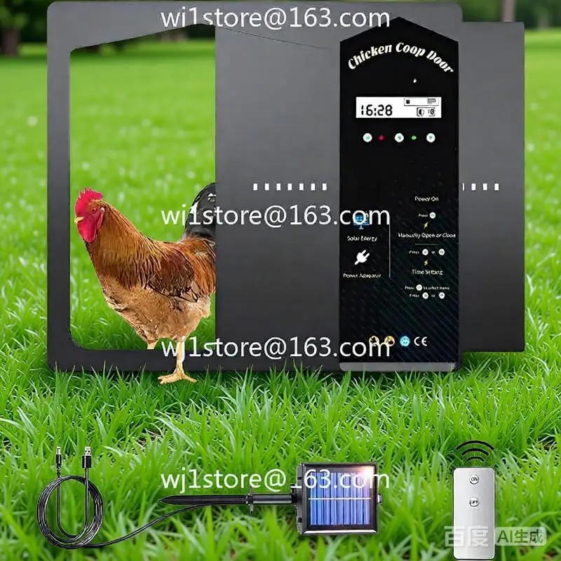 IP65 Solar Powered Chicken Coop Door, Intelligent Auto Open/Close with Remote Control & Horizontal Slide