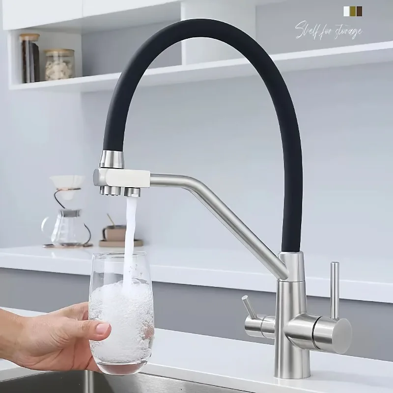 Kitchen Purified Water Cold and Hot Water Faucet Triplex Dual-use Direct Drinking Water Vegetable Washing Basin Sink Single Hole