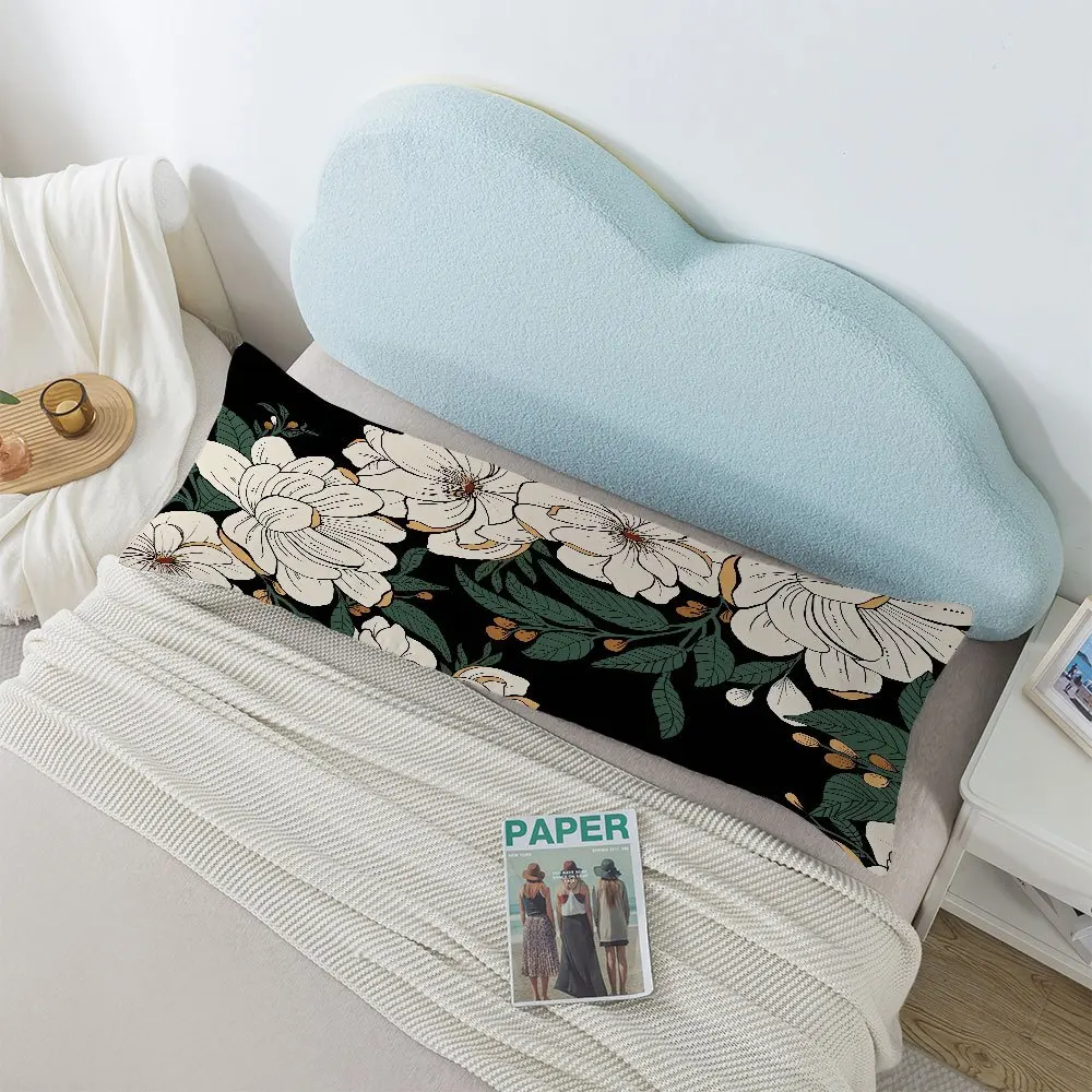 50.8x137.16 cm Floral Body Pillow - Ultra-Soft Dual-Sided Print, Breathable & Machine Washable, Zipper Closure, Contemporary Geo