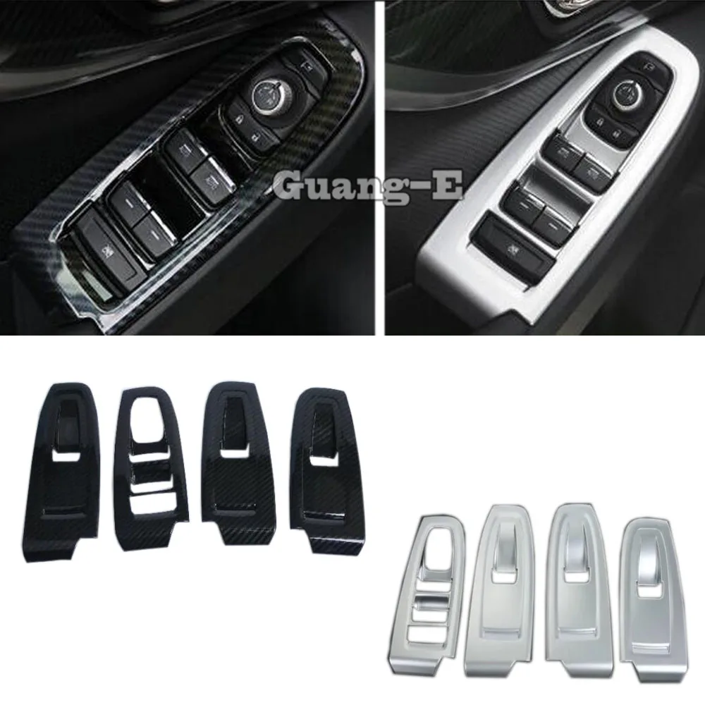 

For SUBARU XV 2018 2019 2020 2021 2022 ABS Matte/Carbon Fiber Door Window Glass Panel Armrest Lift Switch Button Trim Frame 4pcs