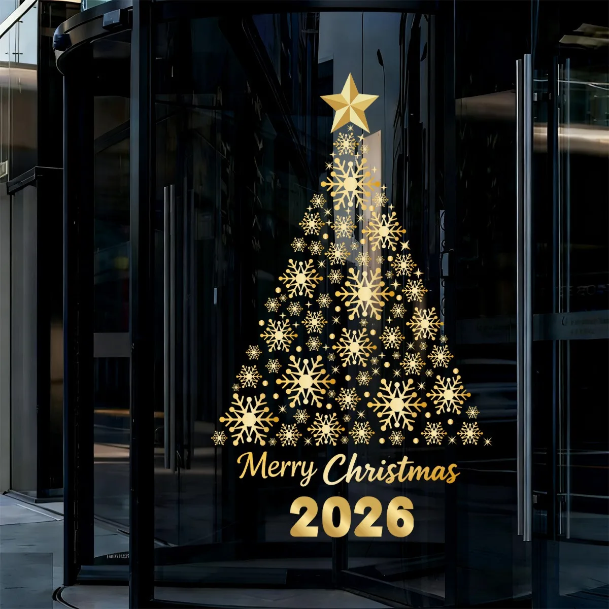 

Gold Christmas Snowflake Window Clings Stickers Holiday Party Home Decor Glass Door Decoration